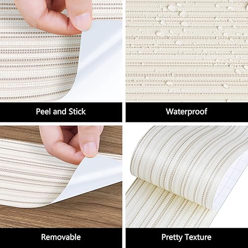 Miniatura 7 de LACHEERY Papel tapiz texturizado de 50 x 3 pulgadas, borde de pared para dormitorio, baño, bordes de espejo, decoración de paredes, sala de estar,