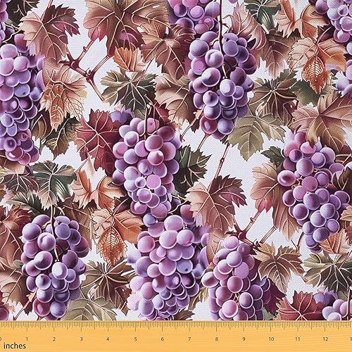 Tela de uvas de The Yard, tela de tapicería de hojas de uva de vid para sillas, tela decorativa retro para proyectos de bricolaje en el hogar,