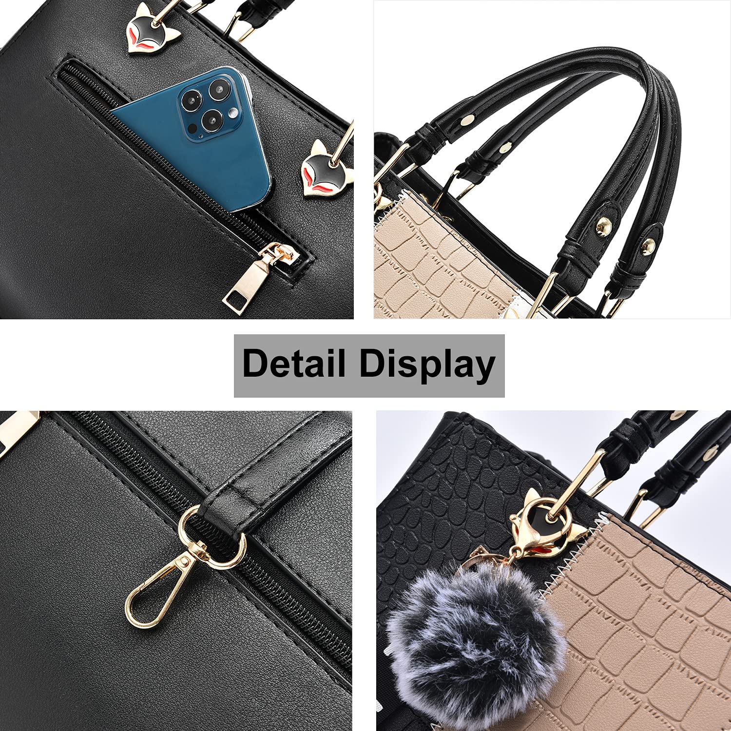 Bolso De Mano para Mujer con Ondas Bolso De Mensajero Elegante para Mujer (Grey)
