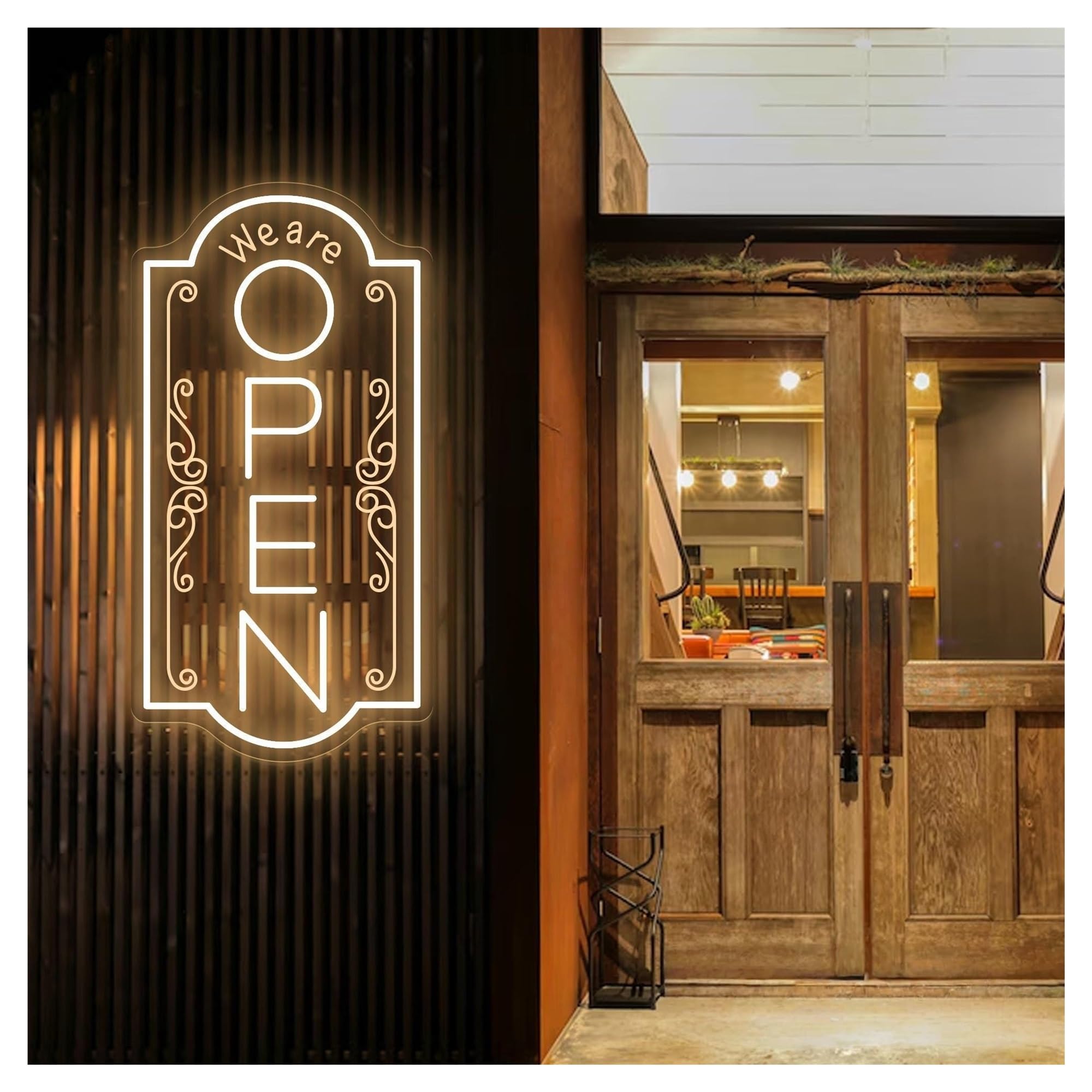 RONGCH Hanging Art Neon Signs We are Open Vertical Neon Sign, Suitable for Restaurant Shop Cafe Decor with Brightness Adjustable 19cmx35cm(A)