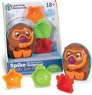 Learning Resources Spike The Fine Motor Hedgehog Splashin Bath Friends, 4 Pieces, Ages 18 Months+, Toddler Learning Toys, Baby Toys, Toddler Bathtub,Bath Toy, Pool Toys, Water Toys