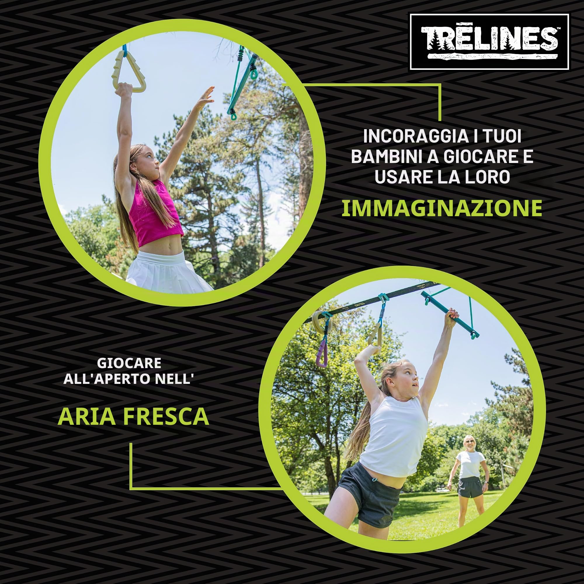 Treline - Set avventura Ninja 10 metri, Set da arrampicata per bambini dai 5 anni in su
