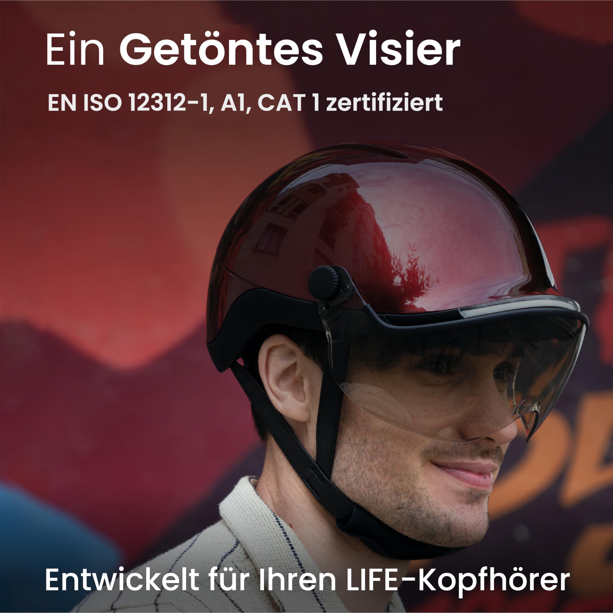 Overade - Visier | Getöntes Visier für Life-Helme | Schutz vor Regen, Sonne und Wind | Brillenkompatibel | Schnelle und drehbare Befestigung | Französische Innovation