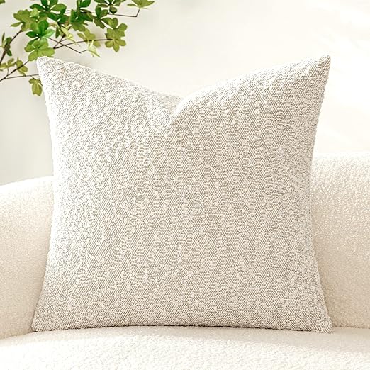 Woaboy Pack of 1 Decorative Throw Pillow Cover Pillowcase Textured Boucle Square