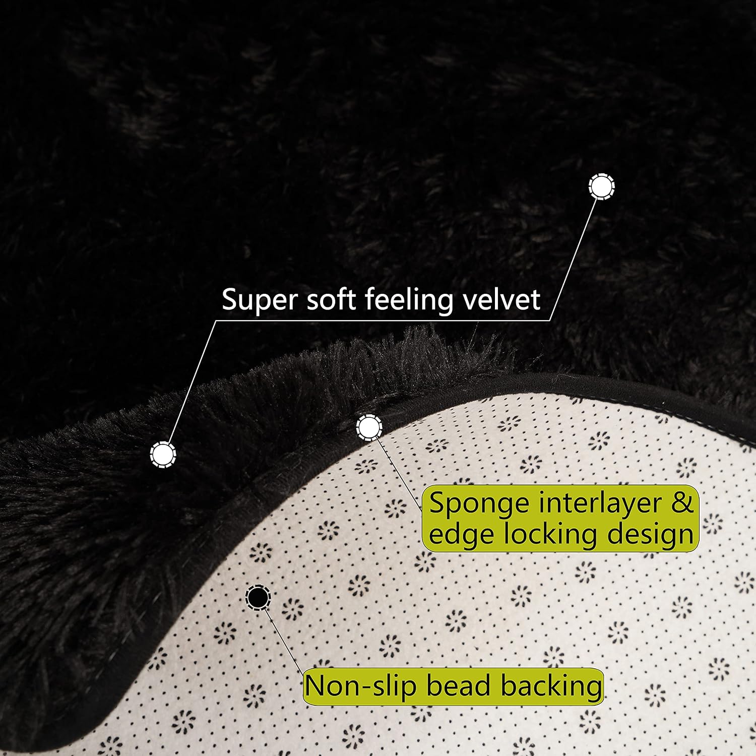 XSIVOD Black Rugs for Living Room Ultra Soft Bedroom Floor Carpet, Luxury Fluffy Shag Lounge Rug Ideal for Bedroom Nursery - Image 5
