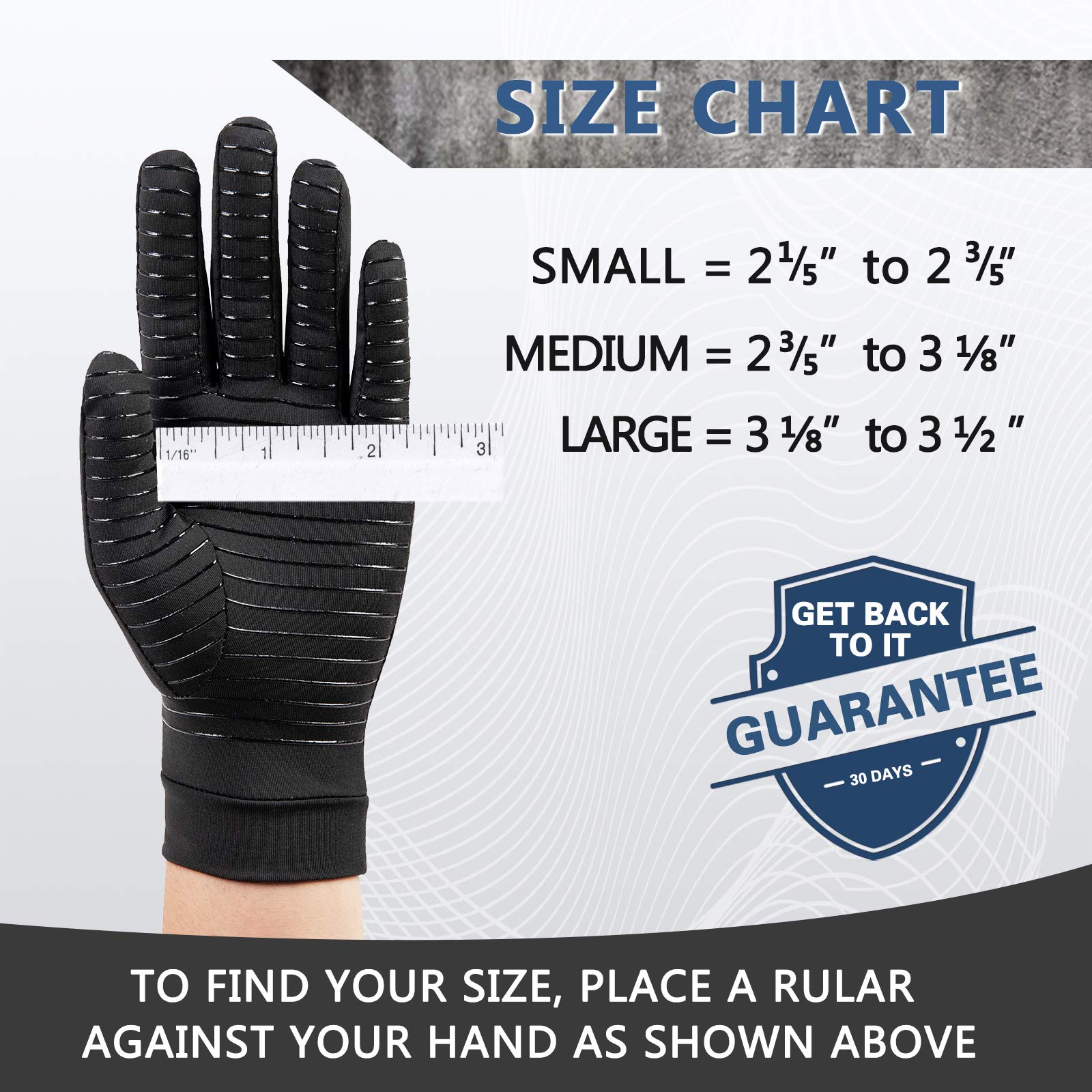 Guantes de compresión de cobre para mujeres y hombres, dedos completos, transpirables y absorben la humedad, guantes de compresión para aliviar dolores del túnel carpiano, dolores reumatoides,