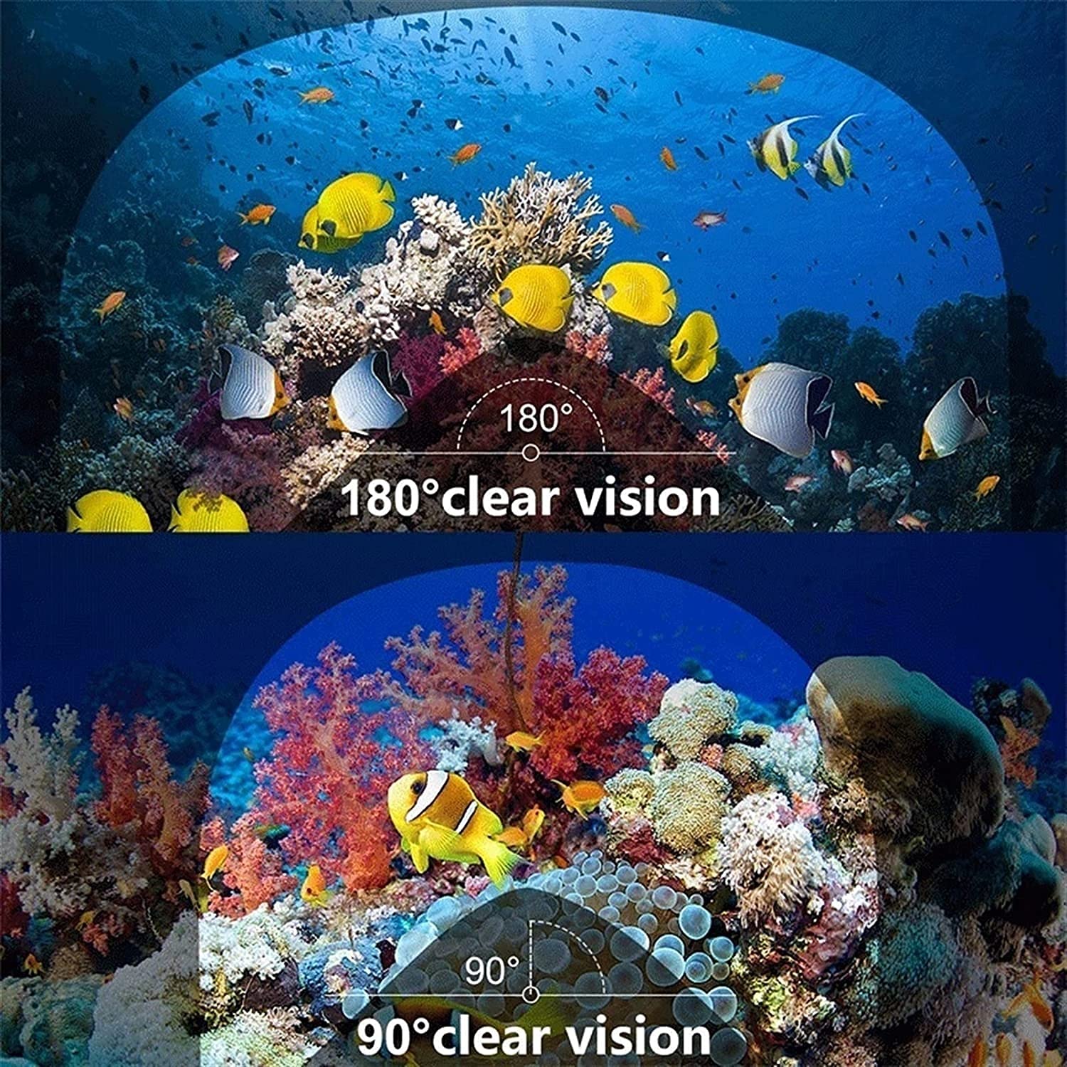 Maschera da Snorkeling Integrale in Silicone, boccaglio subacqueo a 180°, Maschera da Sub a Bocca Piatta di Tipo Asciutto Adatta per Adulti e Bambini