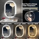 S·BAGNO 20'x32'' Ovale LED Miroir salle de bain avec lumières, anti-fog, 3 Couleurs Température & Rétroviseurs réglables pour mur de salle de bain avec fonction mémoire, étanche, anti-éblouissement