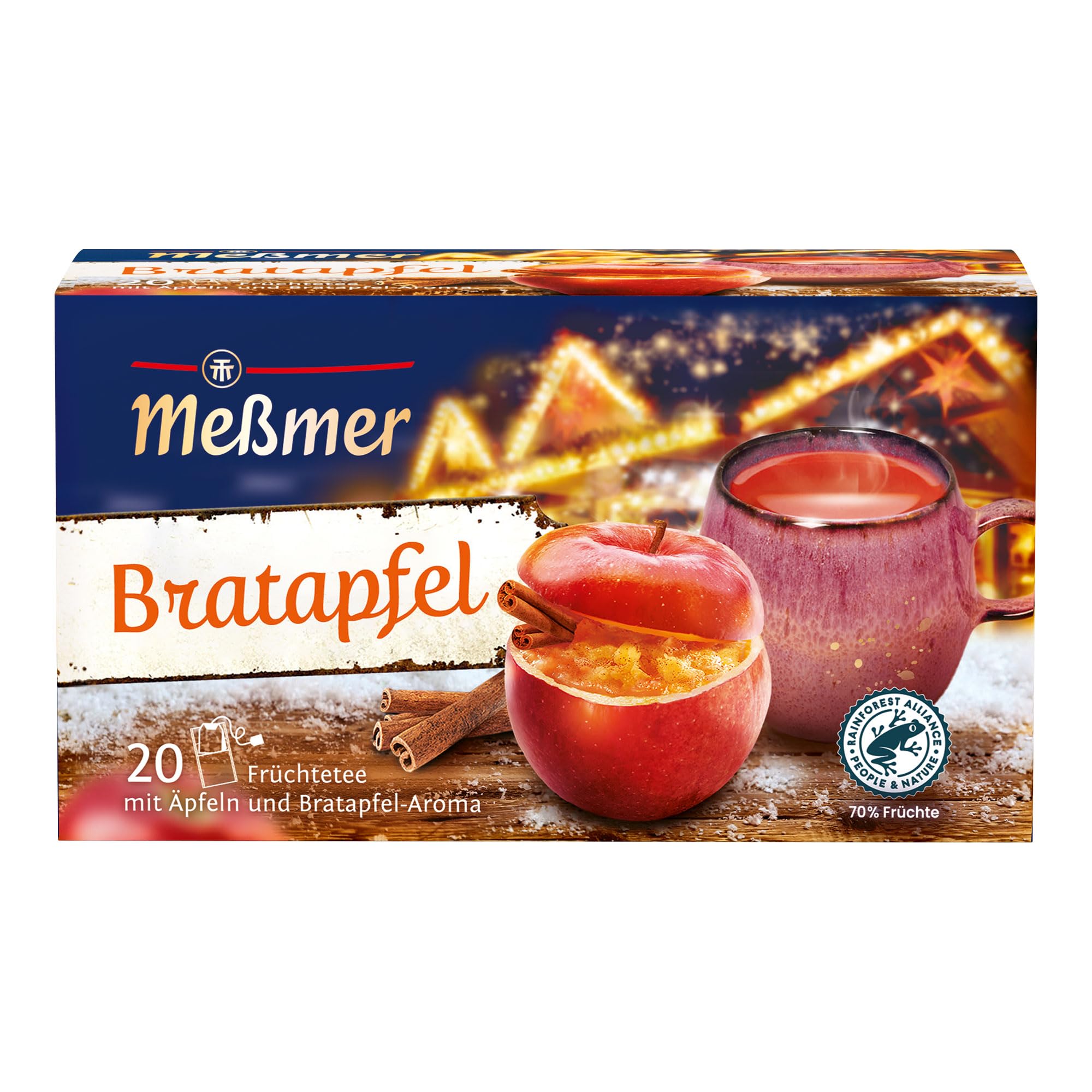 Meßmer Bratapfel | Winterlicher Früchtetee mit Bratapfel‑Aroma | 20 aromatische Teebeutel | süß‑würzig