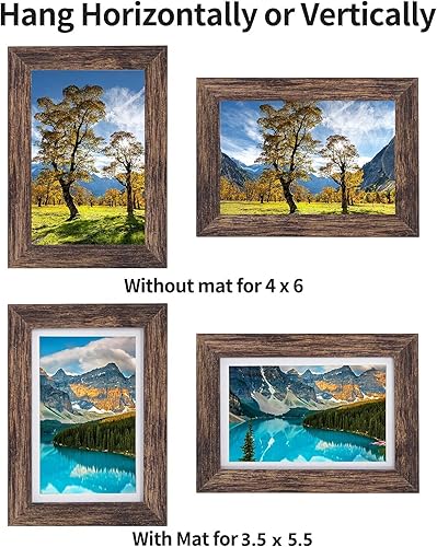 Miniatura 6 de BEYAHELA Juego de 6 marcos de fotos rústicos de 4 x 6 pulgadas, color blanco de 4 x 6 pulgadas, marco de madera envejecida para marcos de exhibición