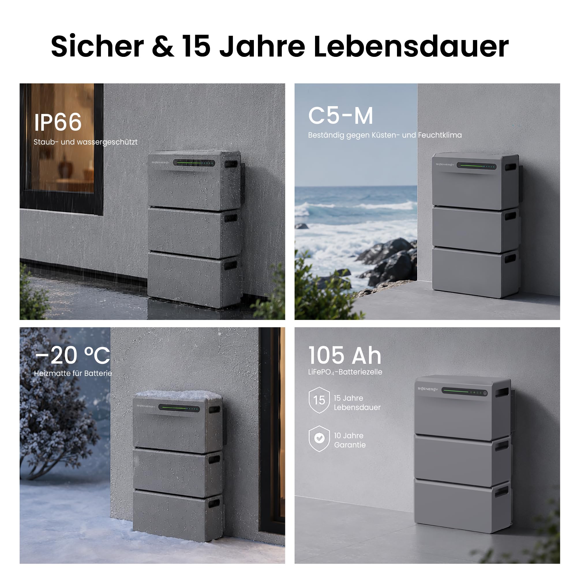 Sigenergy SigenMate 2700 Ultra, Balkonkraftwerk mit Speicher, 2,68 kWh | Erweiterbar bis zu 18,8 kWh, 4 MPPT, 4000W Solareingang,1400W bidirektional, Sigen AI, Plug&Play, mit Smarter Zähler