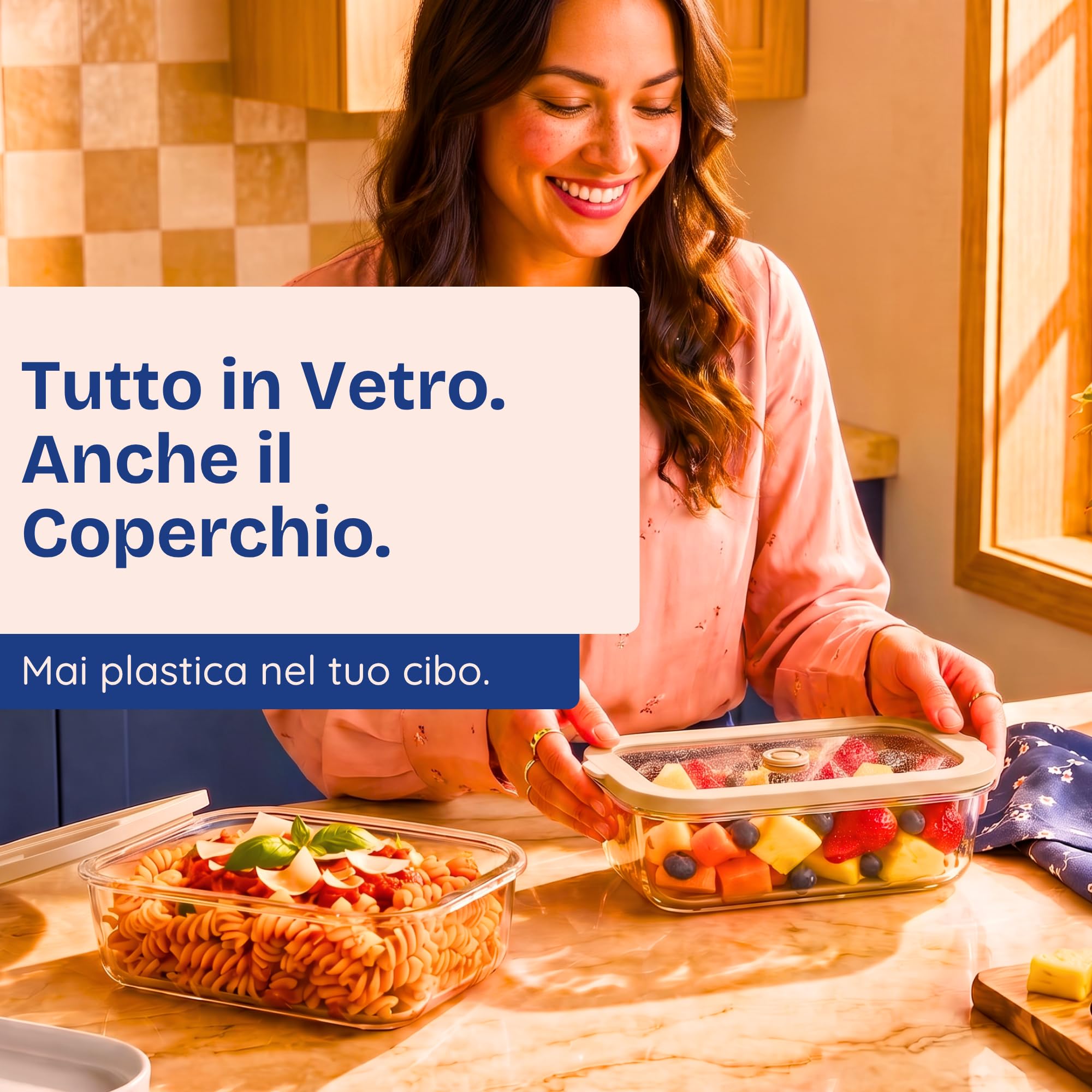 Ziruma Non Tossico Contenitori Vetro Coperchio, Set da 4, 1L, Senza BPA