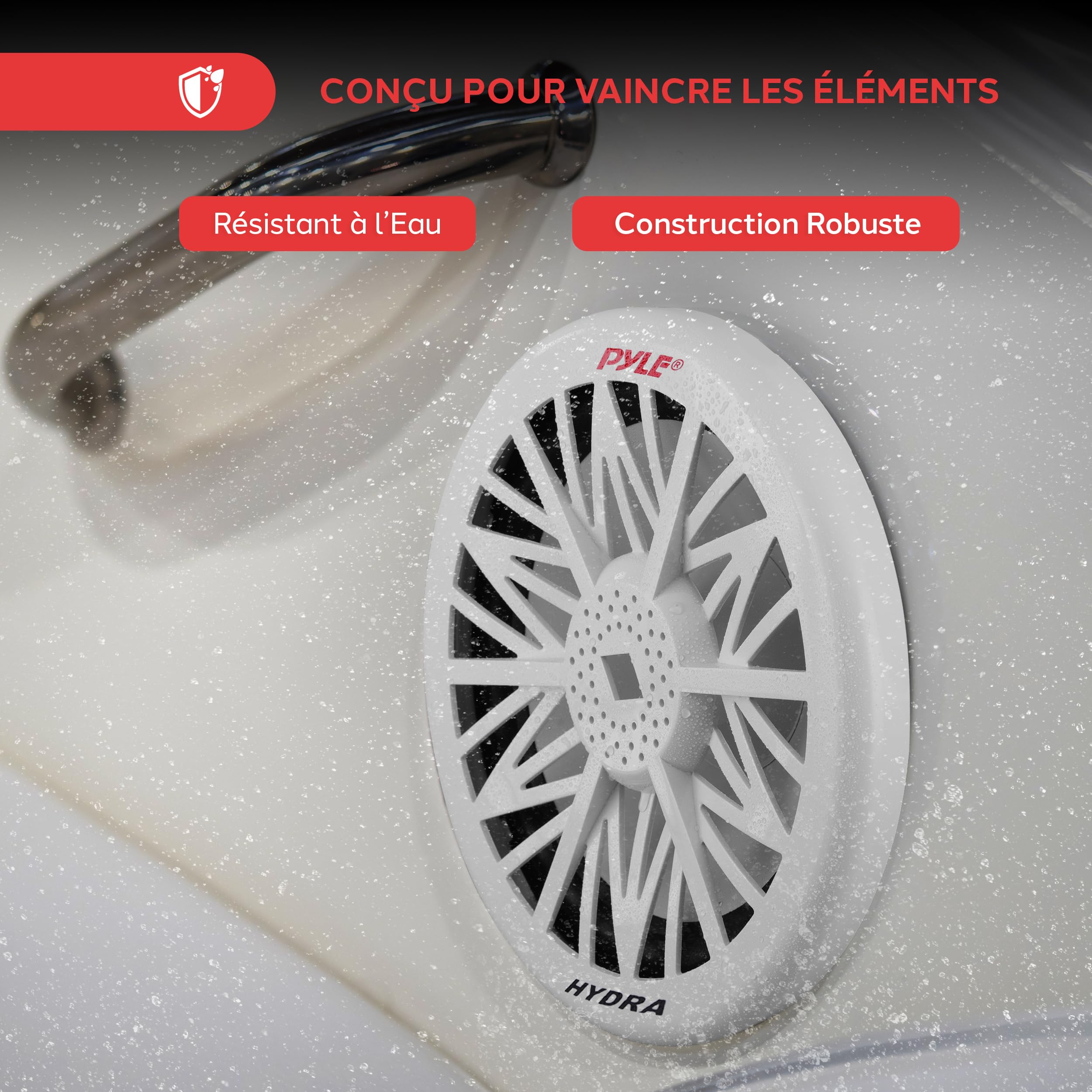 Pyle Haut-Parleurs Marine - Enceintes Extérieurs 2 Voies - Système Audio Stéréo Résistant à l'eau et aux Intempéries - Haut-Parleur Marin étanche - 240 Watts - 1 Paire - Blanc
