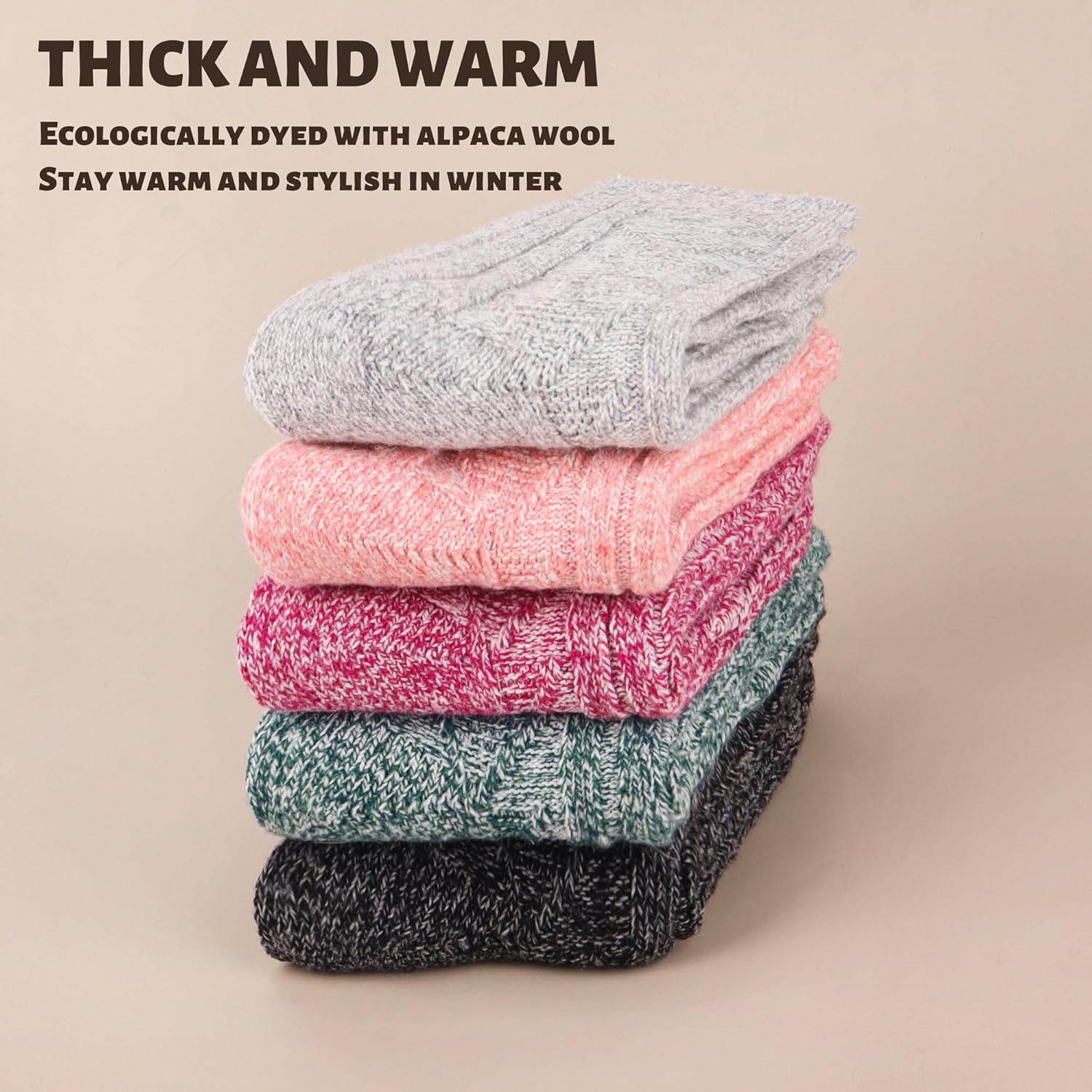 Jeasona Alpaca Wool Socks Women Hiking Socks Warm Winter Thick Gifts for Women Mom - Image 5