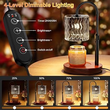 Candle Warmer Lamp - Dimmable & Timer with 2 Bulbs for Jar Candles [Energy Class E]