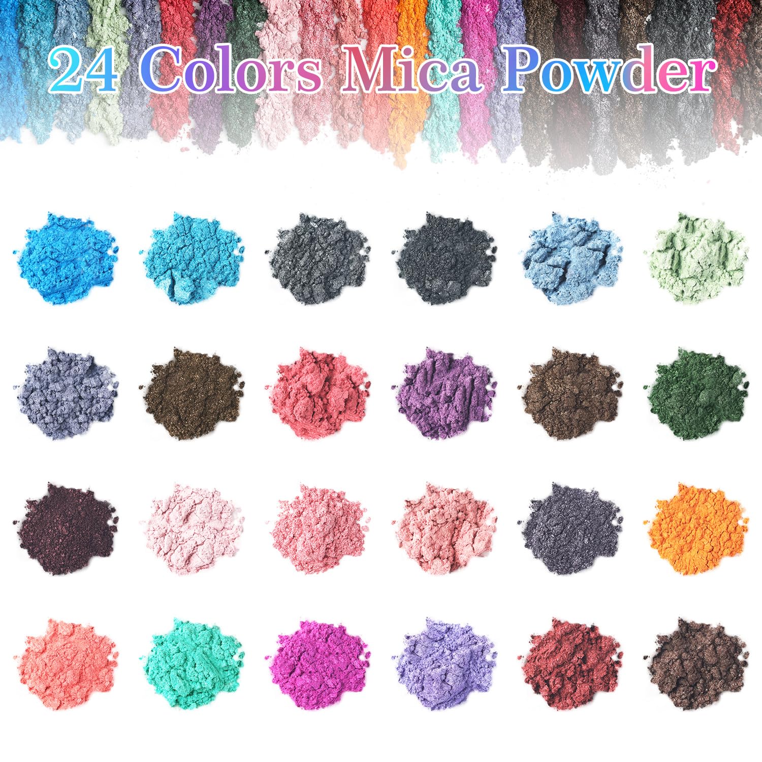AIMEILI Polvere, 24 Colori Resina Epossidica Colore Madreperla Neon Pigmento Polvere per Versare Nail Art Gel Smalto Pittura