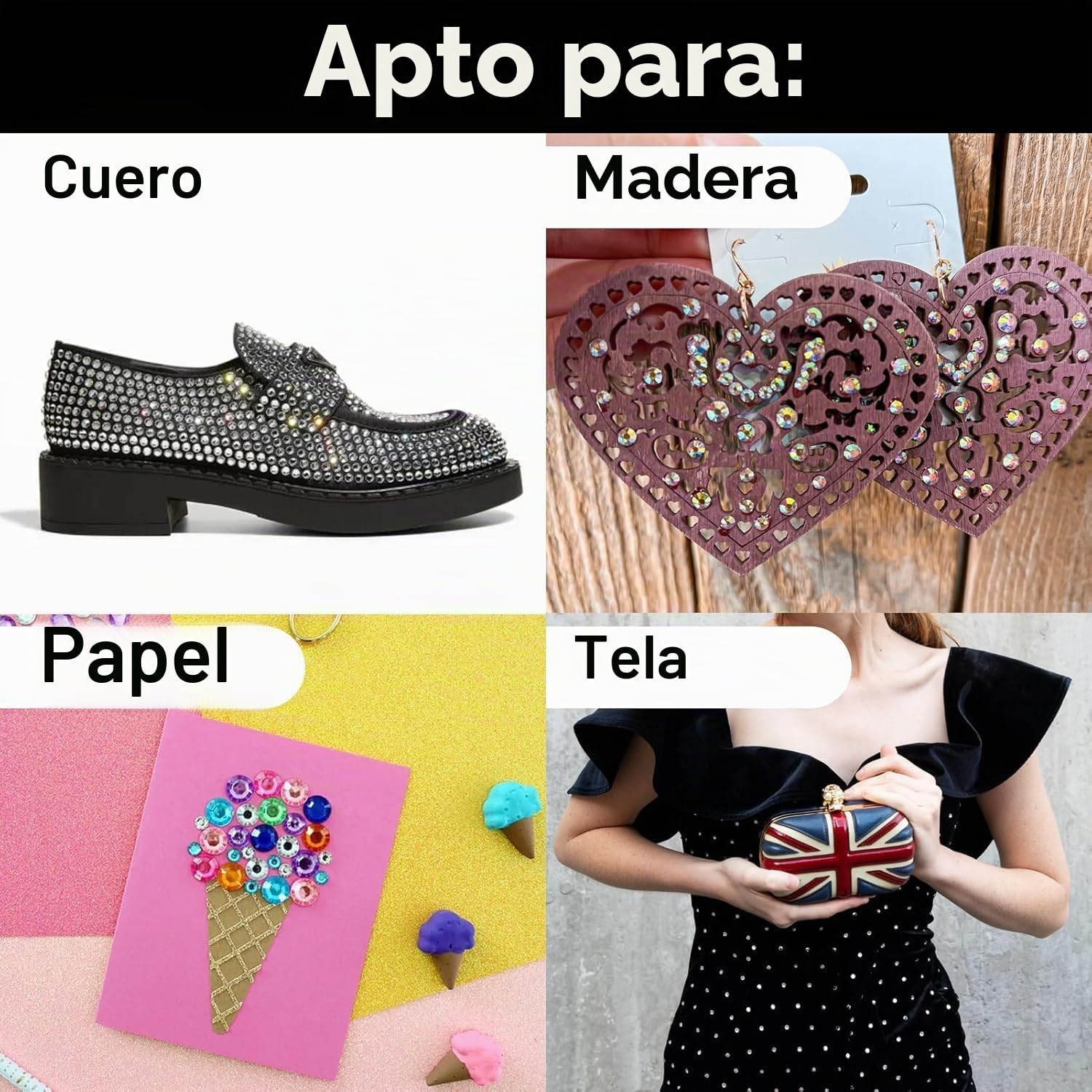 Herramienta Aplicadora Hotfix y Kit Bedazzler con 8600 Diamantes de Imitación, 6 Puntas, Plantillas, Estuche para Tela, Cuero, Ropa Diseño DIY Brillante