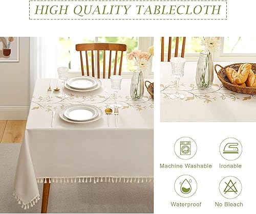 Miniatura 3 de QIANQUHUI Mantel rectangular impermeable para mesa de comedor, resistente a derrames, resistente a la suciedad, manteles impresos para uso en