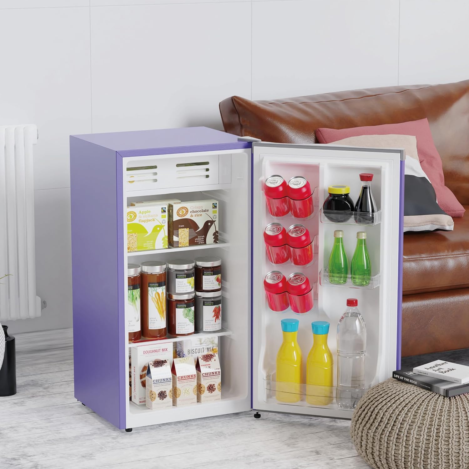ARCTIC CHEF Mini Refrigerator-Freezer Compartment-Adjustable Thermostat Control-Reversible Doors-Ideal for Dorm, Office, RV, Garage, Apartment-PURPLE, 3.2 CU.FT