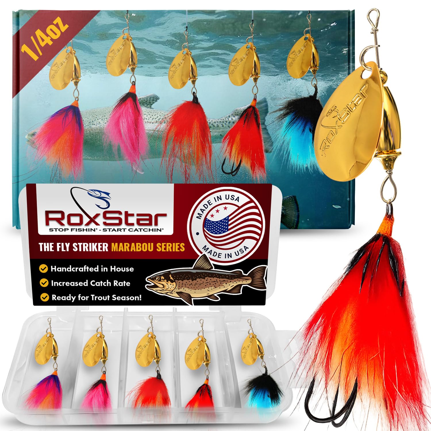 Roxstar Fly Strikers | Proven Nationwide to Out-Fish Any Spinner | Hand-Crafted in The USA | Most Versatile Fishing Spinner Ever! Bass, Steelhead, Pike