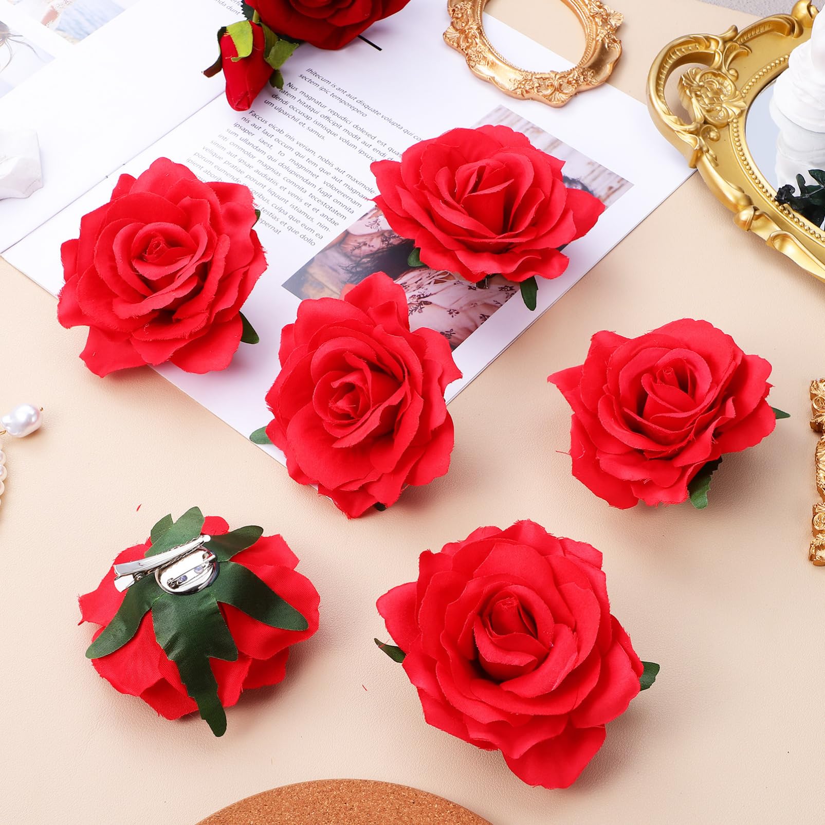 Didiseaon 12pezzi Fermagli per Capelli Forma di Rosa Fermagli per Capelli Forma di Fiore Floreali per Donna da Sposa Copricapo Floreale Fiori Realistici