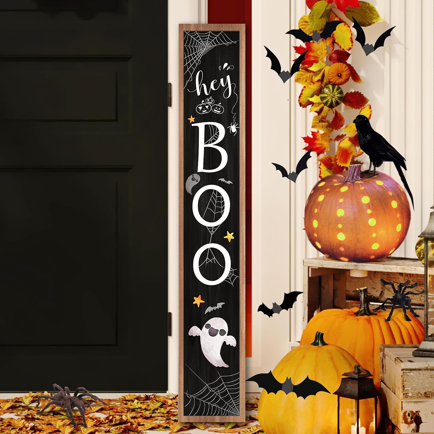 JYKCUL Halloween Welcome Sign - Hey Boo