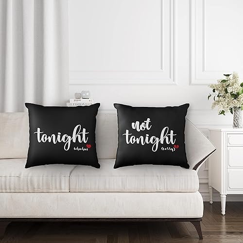 Miniatura 8 de Juego de 2 toallas de baño Mr. And Mrs. Tonight Not Tonight, funda de almohada reversible de 18 x 18 pulgadas, divertidos regalos de boda de