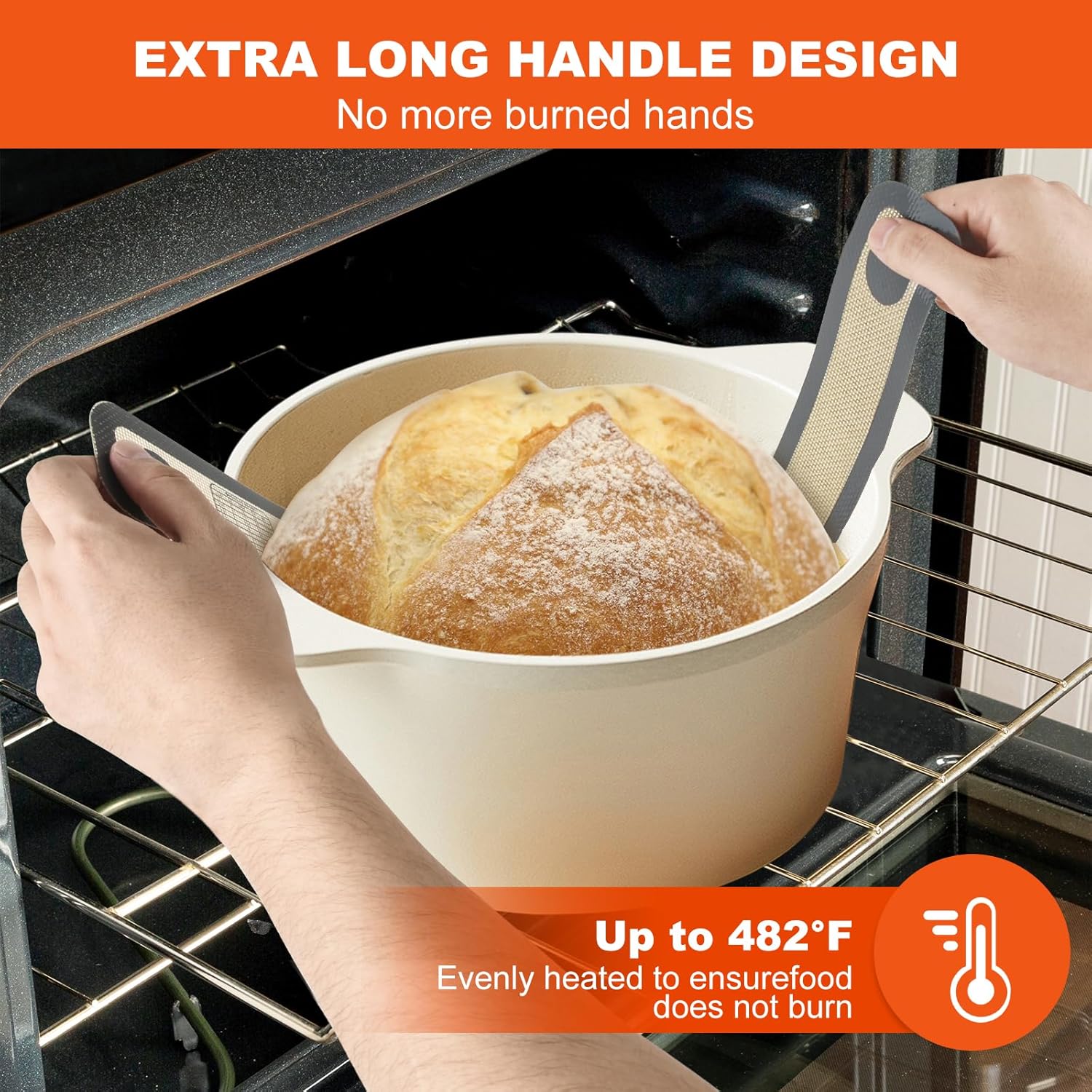 Silicone Bread Sling for Dutch Oven Liners, Non Stick 2 PCS, Easy Clean Reusable Silicone Bread Baking Mat with Long Handles, Easy to Transfer Sourdough Bread, Round - Image 6