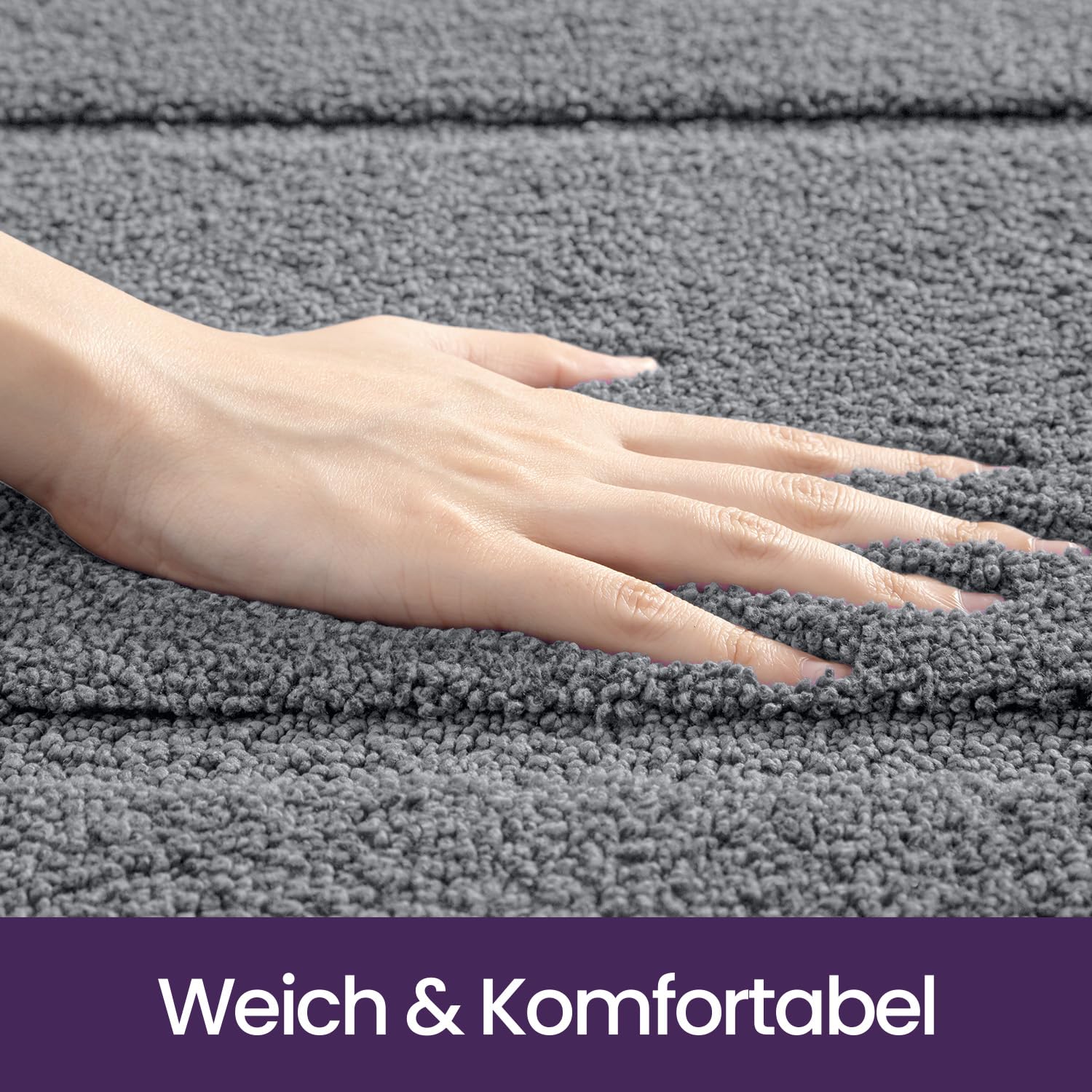 DEXI Badezimmerteppich 60 x 150 cm, Badteppich rutschfest Waschbar, weicher Badematte, Mikrofaser Absorbent Badvorleger, Badematten für Badewanne, Duschraum und Badezimmer, Grau
