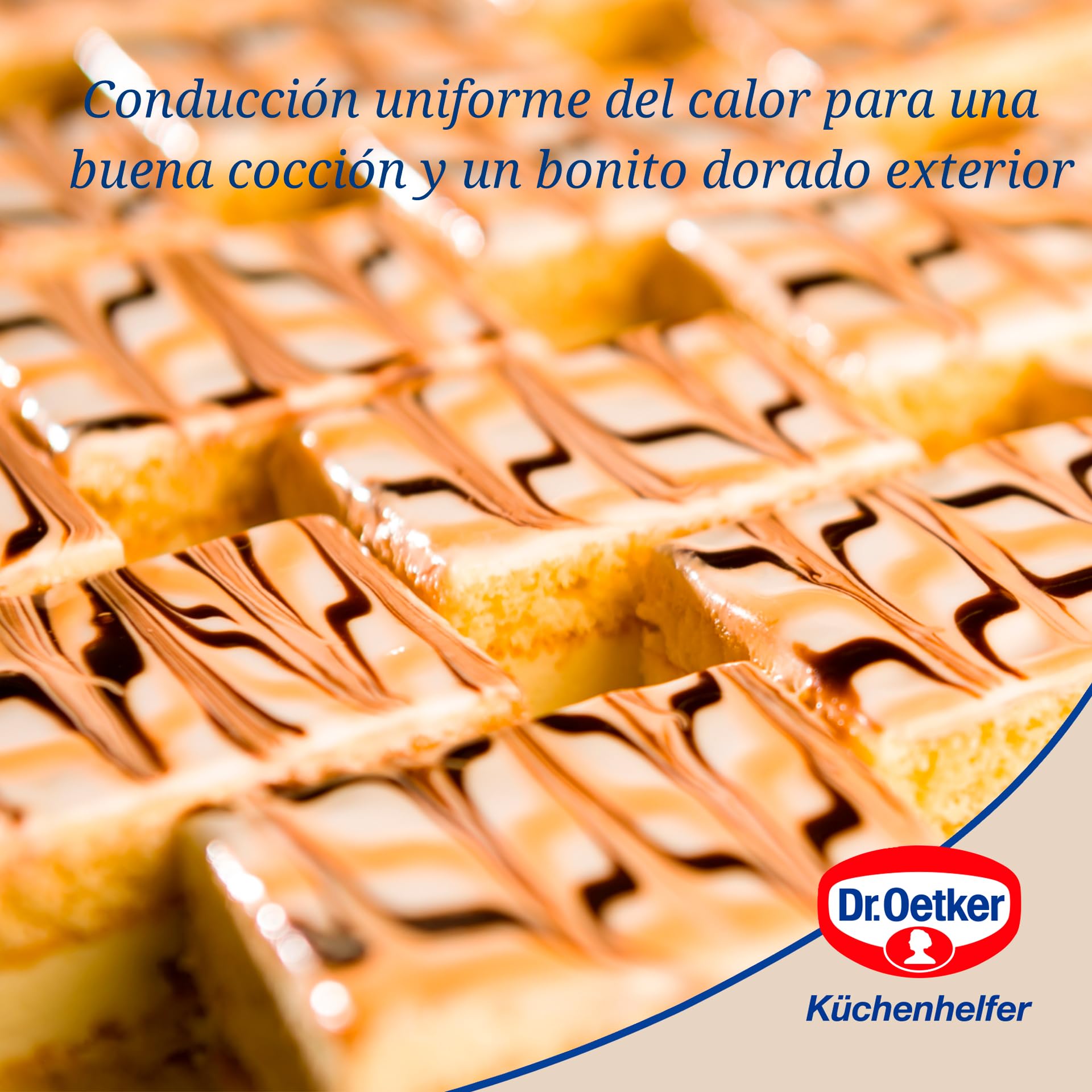 Dr. Oetker Molde Desmontable Rectangular con Base Antigoteo, Acero Reforzado con Cerámica, Antiadherente y Resistente hasta 230ºC, 42x29x7cm, Antifugas, Color Crema y Gris, 38x25x7 cm, 1 ud.