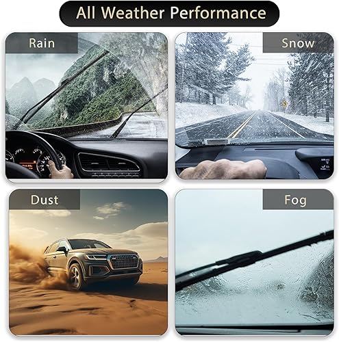 Miniatura 4 de HOSONIC Limpiaparabrisas de 26 + 16 pulgadas, limpiaparabrisas para todas las estaciones, limpiaparabrisas reemplazables para automóviles, doble
