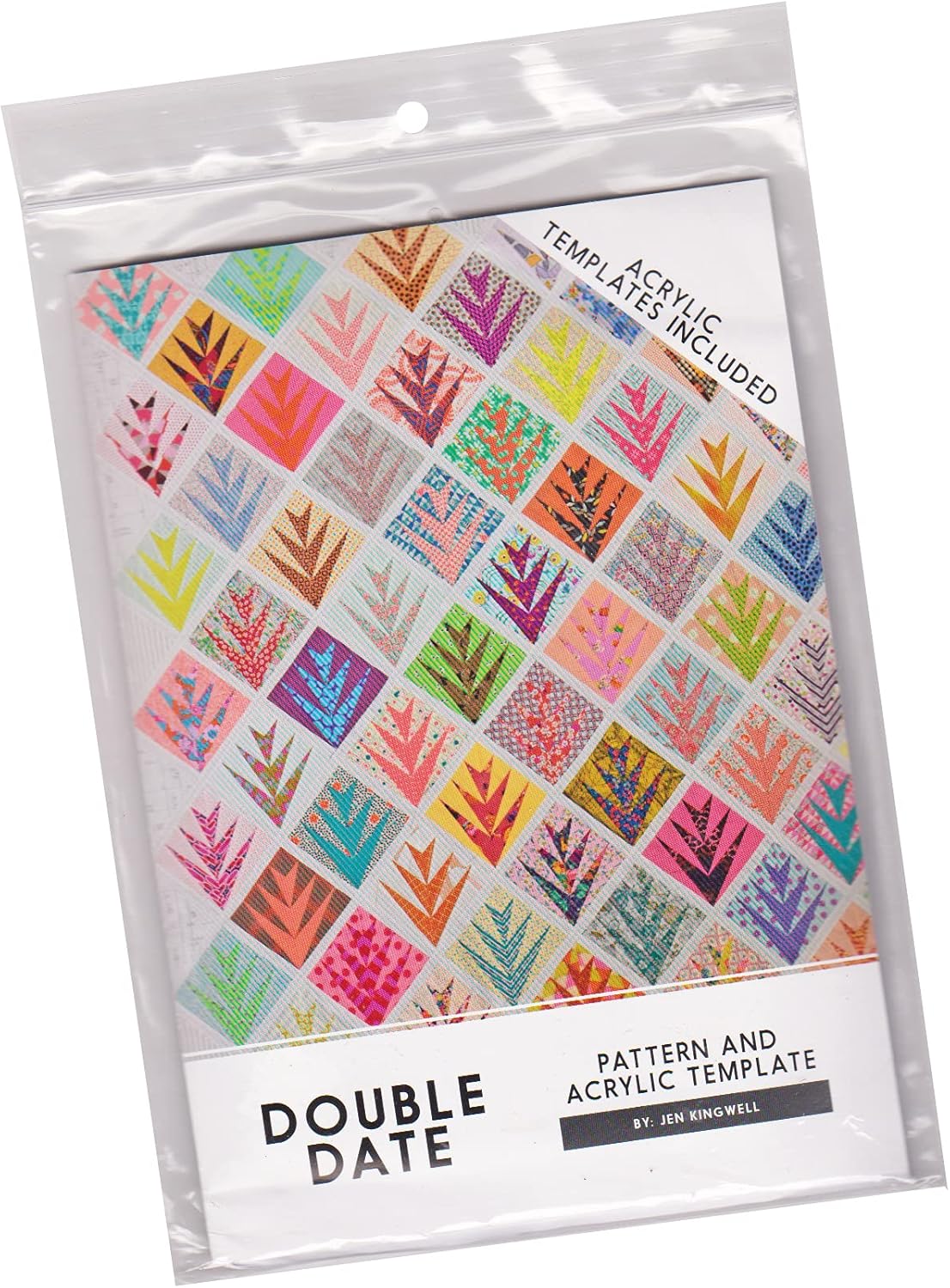 Jen Kingwell Quilt Pattern and Seven Piece Acrylic Template Set for Double Date (Finished Project is 67.5" x 67.5")