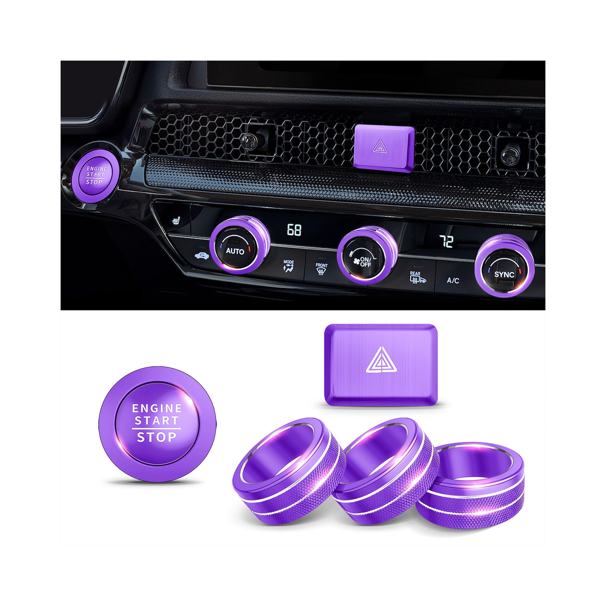 Polodunn for 2022-2026 Honda Civic, 2023-2026 CRV/HRV/Acura Integra, 2023-2025 Accord & 2025 ADX Accessories - 6pcs Aluminum Alloy Knob Cover Trim Set