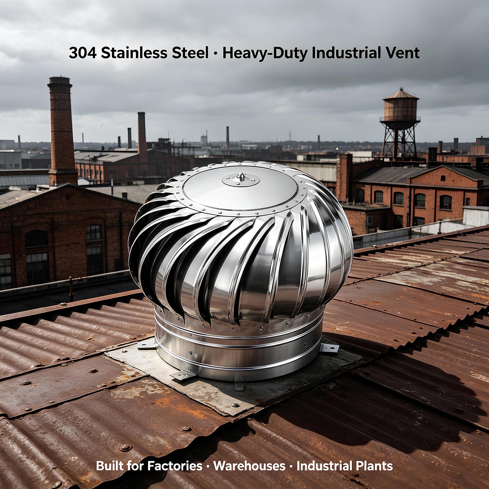 Comignolo Girevole in Acciaio Inox Estrattore Eolico per Tetto | Inox Industriale 304; Eolico; Cuscinetti Silenziosi; Scudo Antipioggia; Posa Pro(75mm/2.9in)