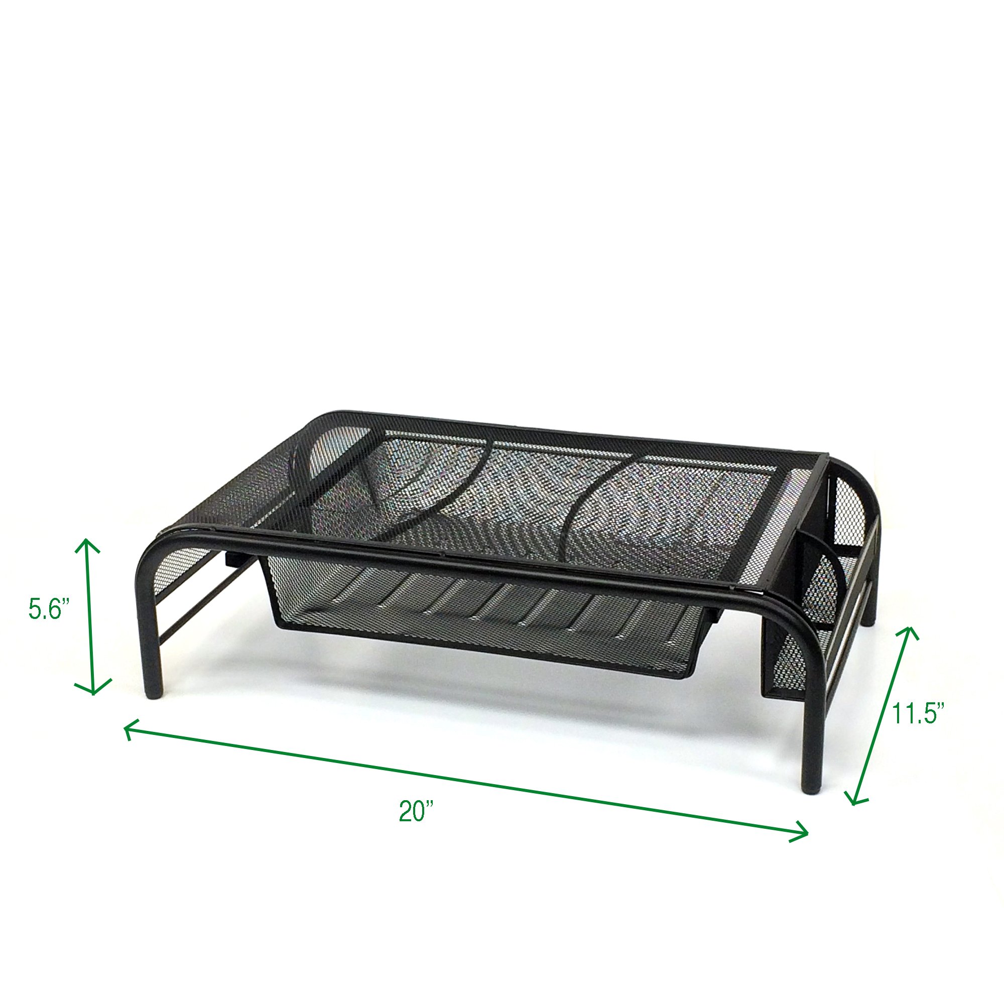 Mind Reader MESHMONSTA-BLK Metal Mesh Monitor Stand and Desk Organizer with Drawer, Black