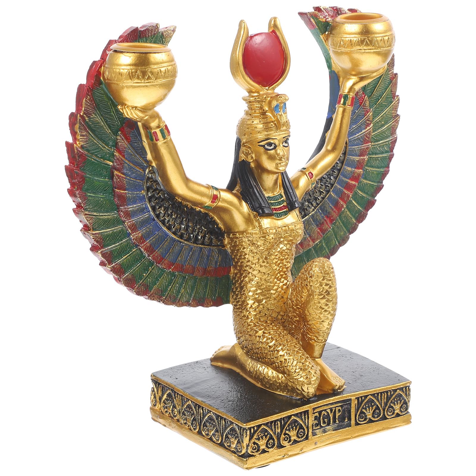 TOYANDONA Egyptian Goddess Figurine Sculpture Gold Desktop Ornament Home Decor Accent Egyptian Female Divine Souvenir Statue for Living Room Decoration