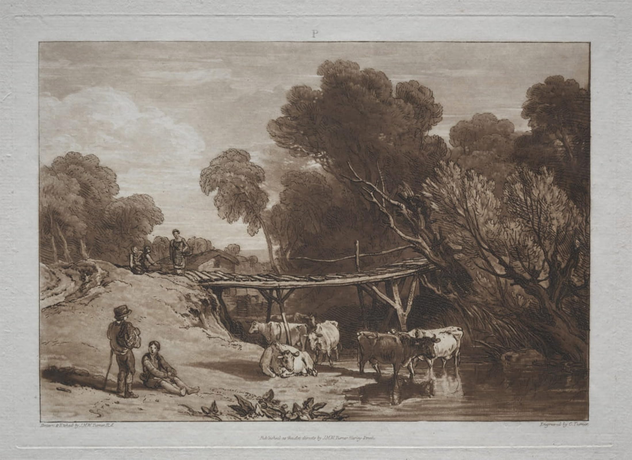 POSTERIIk Vintage Print Pop Art Landscape Artwork the Bridge and Cows by Mallord William Turner Art Prints for Office Home Decor 60x90cm