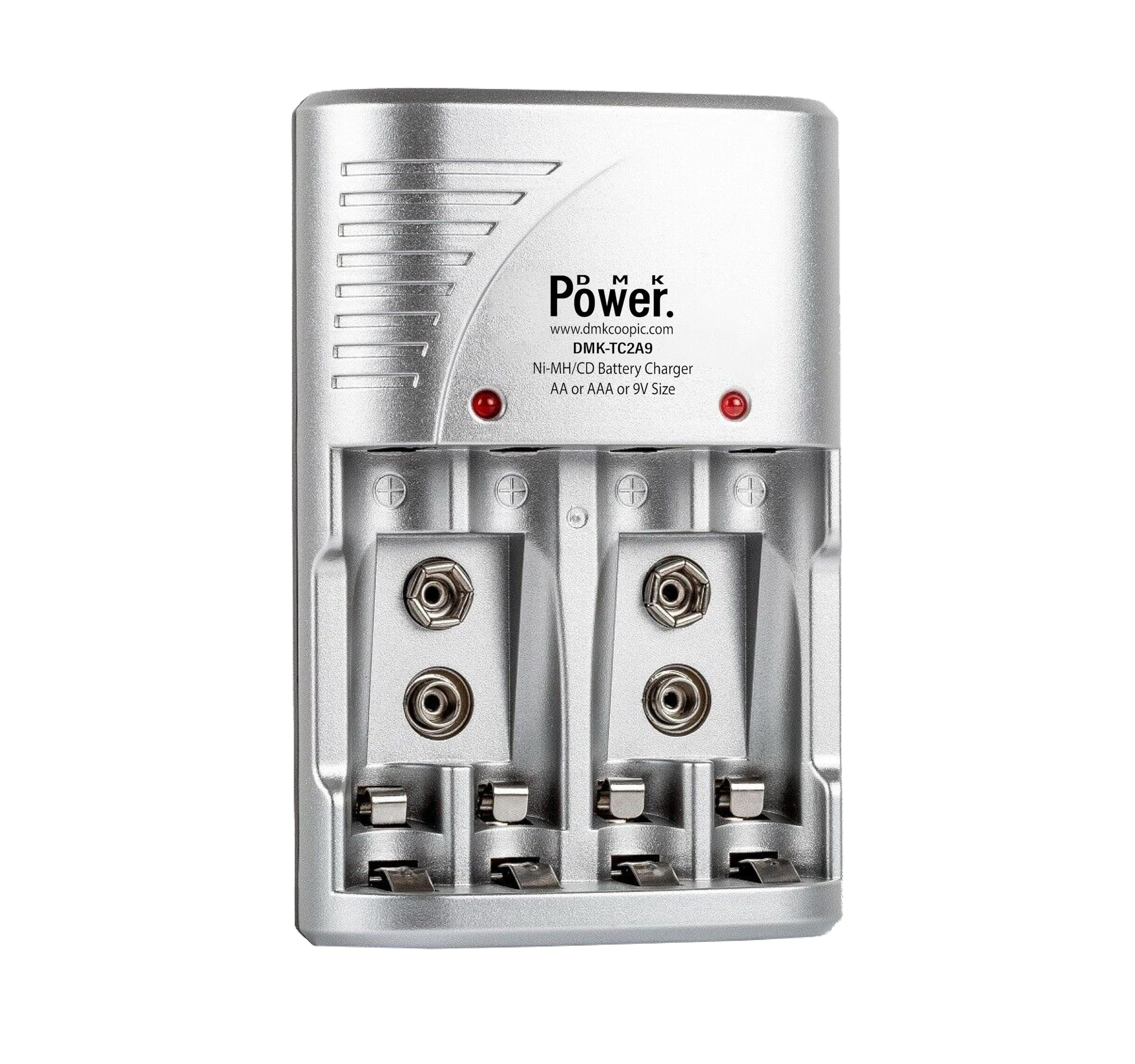 DMK Power-TC2A9 Universal 4 Slots Smart Rechargeable Charger for AA AAA NiCd 9V NiMh Batteries for House hold devices, toys, remote, flash light, radio, clock (See Important note in bullet point)