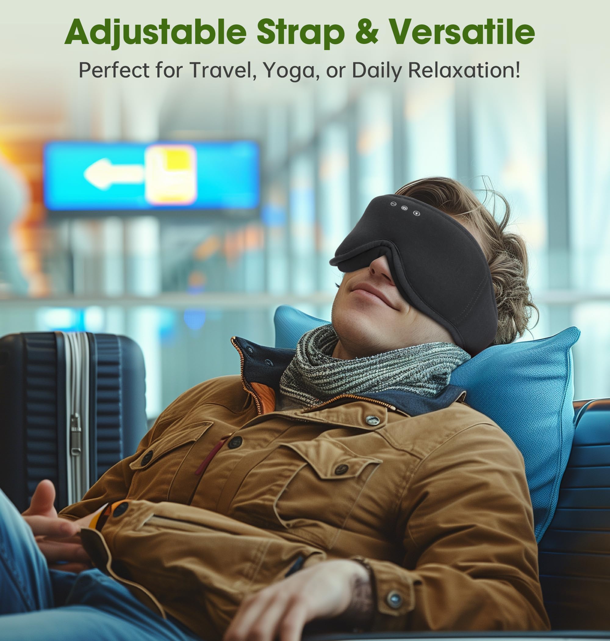 BambooCotton 3D Bluetooth Sleep Mask, LC-dolida 2025 New Sleep Headphones, Wireless Comfort, Sustainable Luxury for Better Sleep