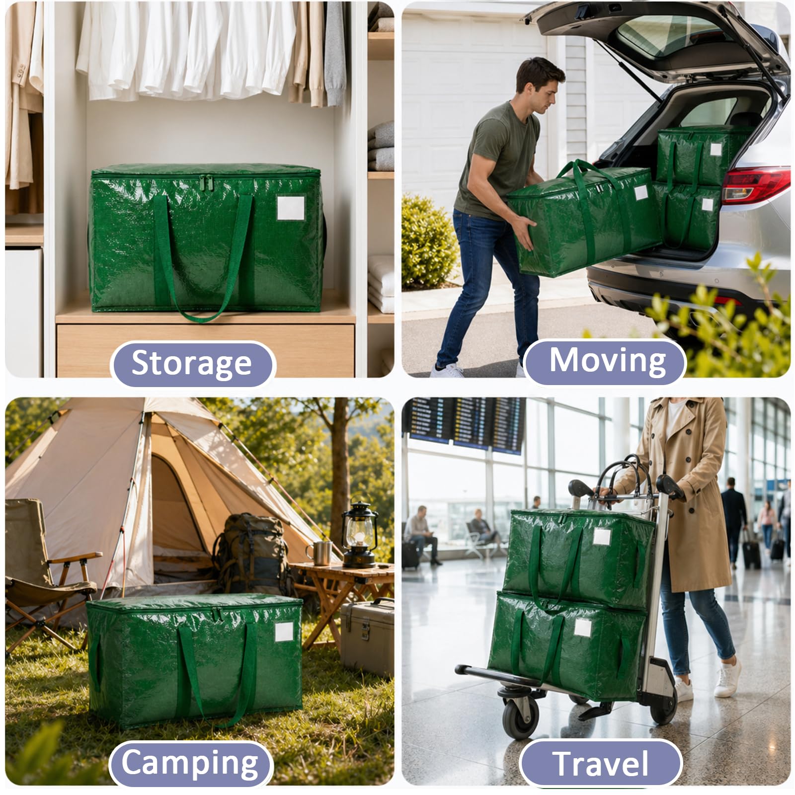 Songrey Extra Large Heavy Duty Moving Bags, 6 Pack, Dark Green view 7