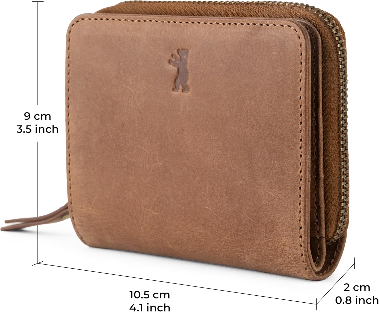 BERLINER BAGS Vintage Genuine Leather Small Wallet for Women Sara, Card Holder, Mini Bifold Wallet for Cash, RFID Blocking, with Zipped Coin Pocket - Brown - Image 8