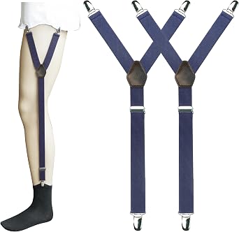 JEMYGINS Shirt Stays for Men Military Adjustable Elastic Garter Straps Sock with Non-slip Locking Clamps