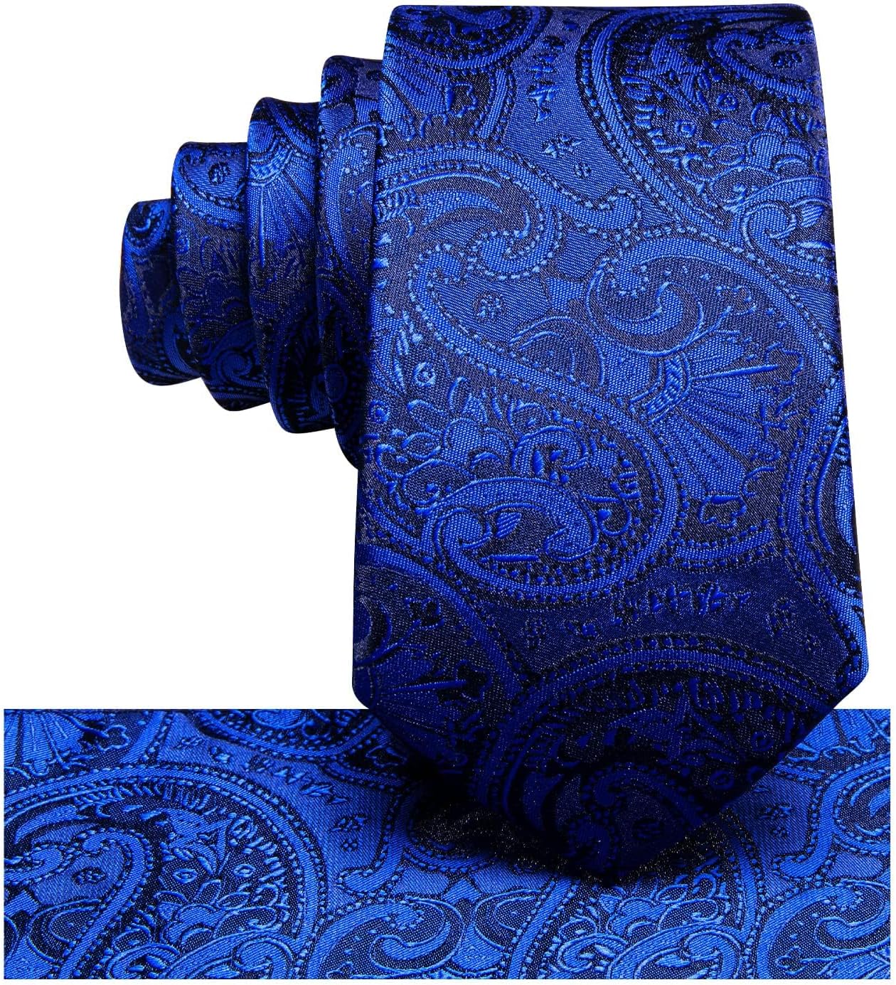 Hi-Tie Boys Ties Self Tie Silk Striped Kids Necktie and Pocket Square Set Paisley Boys Tie for Age 8-11 Wedding - Image 5