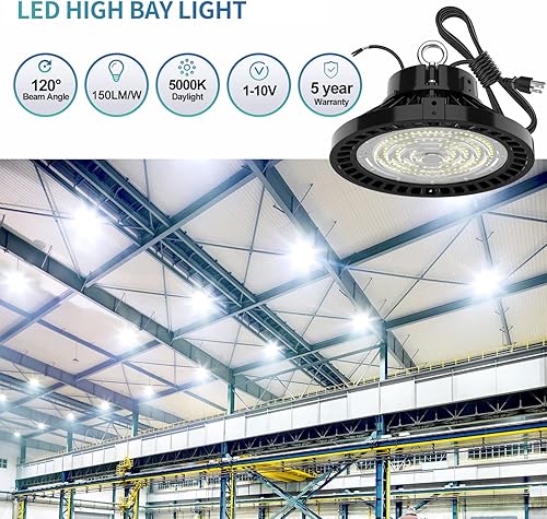 Miniatura 2 de Luces LED UFO High Bay de 200 W, regulables 30000 lúmenes, equivalente a bombillas HPS de 800 W o MH, 5000 K blanco brillante, luz industrial
