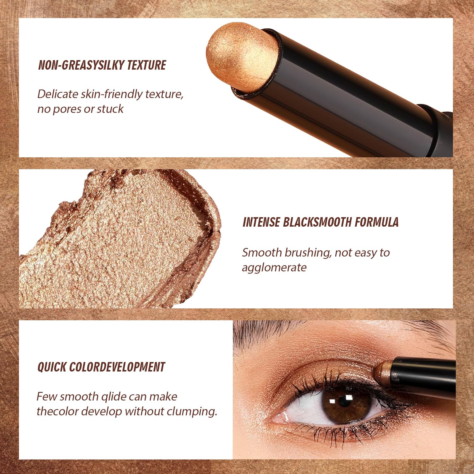 8PCS Waterproof Cream Eye Stick Set - Shimmer Shadow Pencil with Pearly Sparkle Glitter Finish - Liner Makeup Pen for Women - Image 2