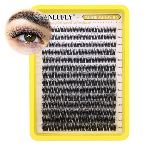 Miniatura 8 de ZANLUFLY Extensiones de pestañas en racimo esponjosas en racimo D, banda transparente natural, extensiones de pestañas individuales (0.394-0.709 in,