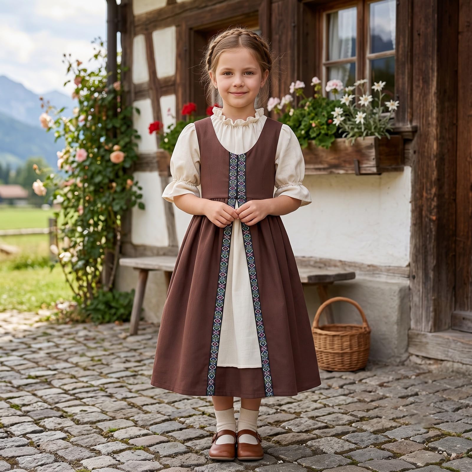 Generisch Mittelalterliches Kinderkostüm im europäischen Stil für Bühne Halloween ideal für Partys sowie Veranstaltungen königliche Prinzessinnenkleidung mit edlem Design