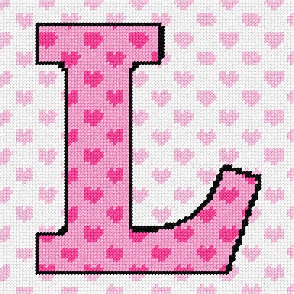 Pepita Needlepoint Canvas: Letter L Hearts, 7" x 7"