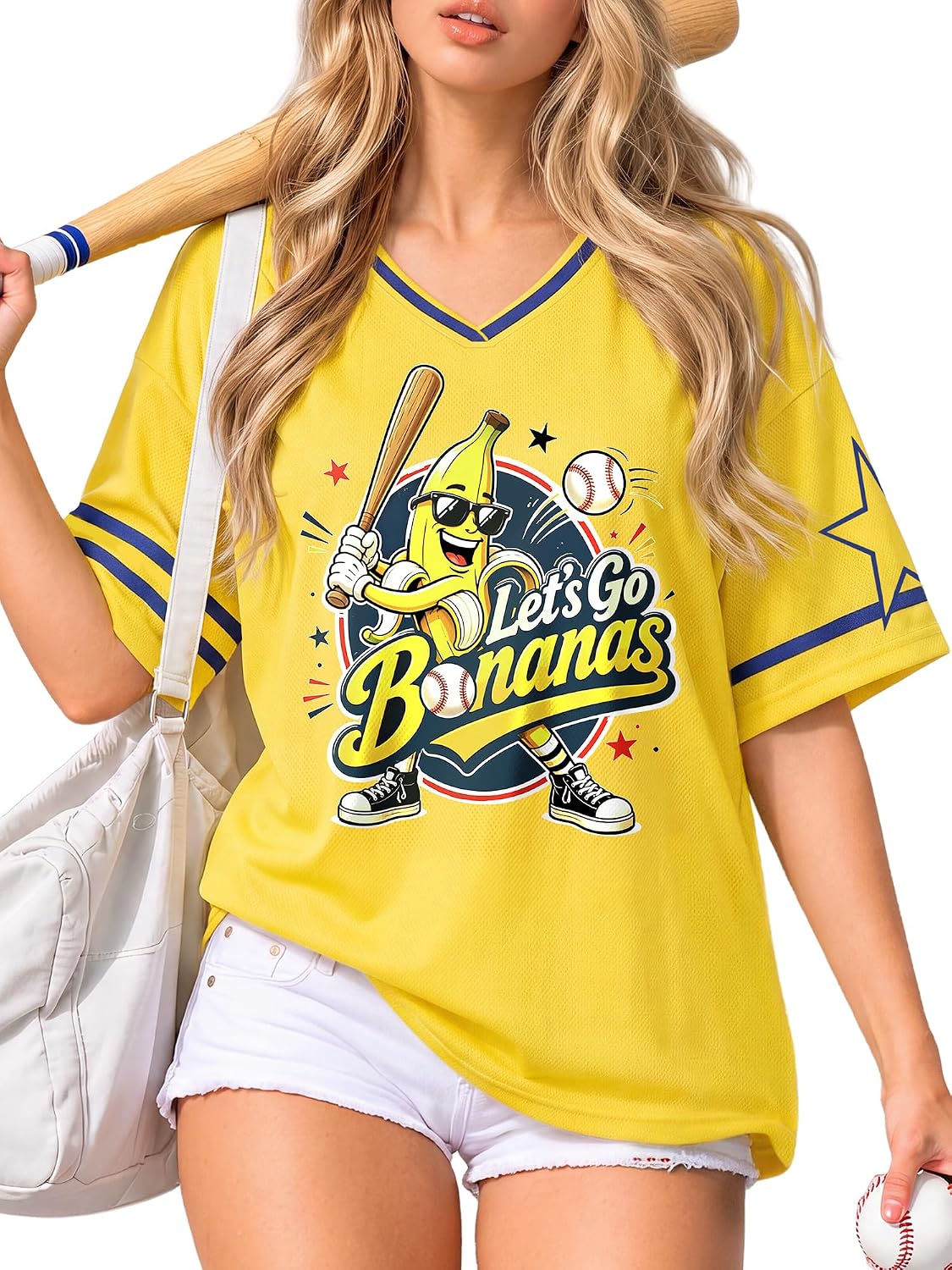 Baseball Jersey Shirt for Women Funny Graphic Game Day Sporty Fan Jersey V-Neck Short Sleeve Top