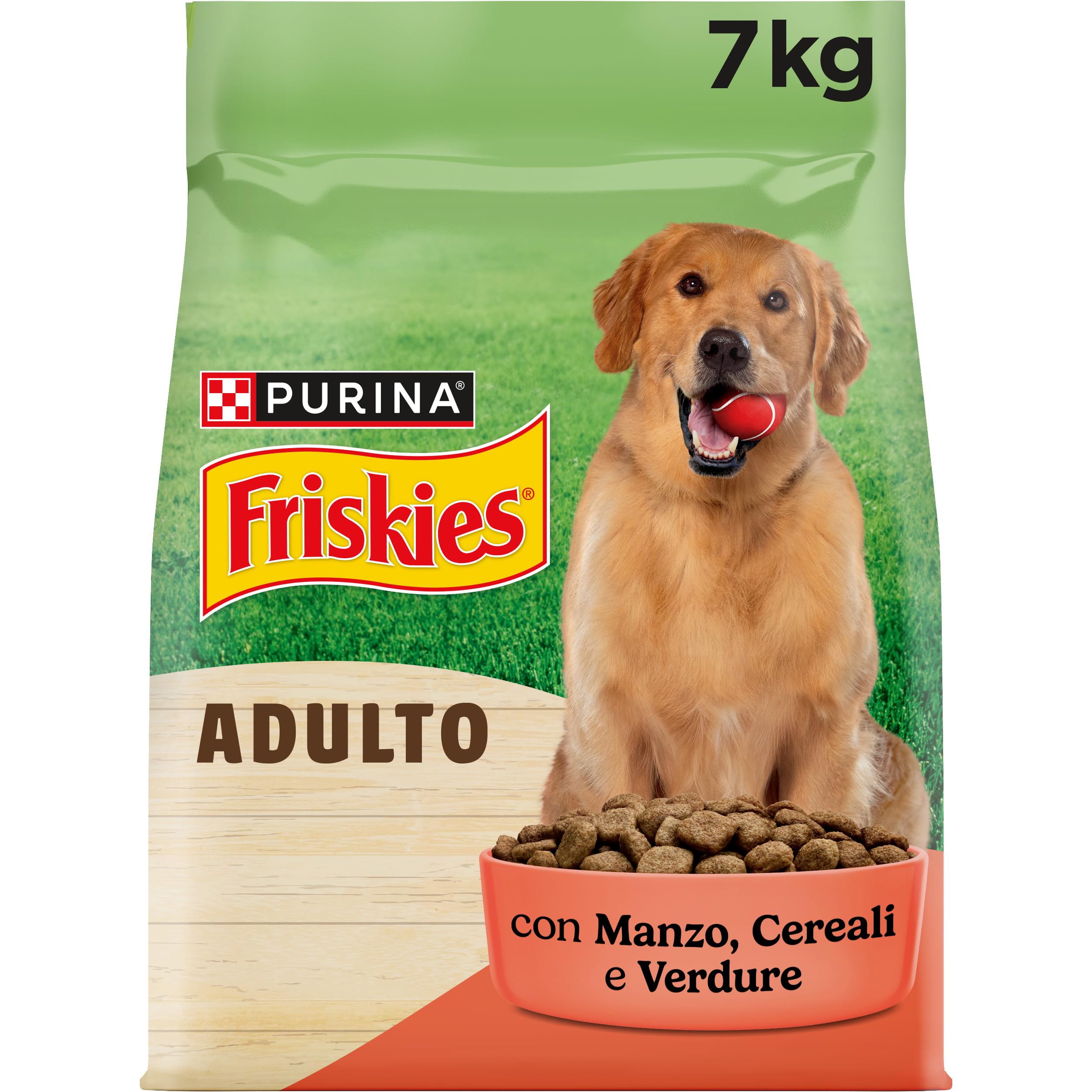 PURINA FRISKIES® Adulto crocchette per cani con Manzo e Verdure. 1 Confezione da 7 kg